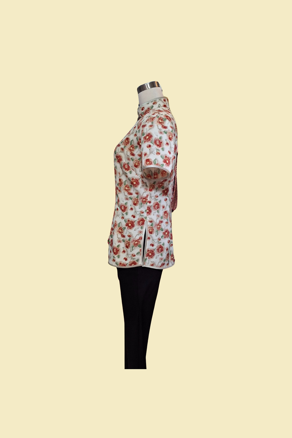Thumbnail: 山楂花旗袍款上衣 Hawthorn floral Qipao Top B-027