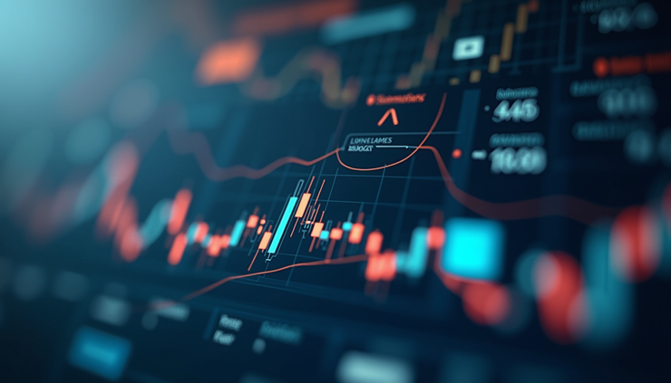 High angle view of a digital dashboard displaying financial data and API connections