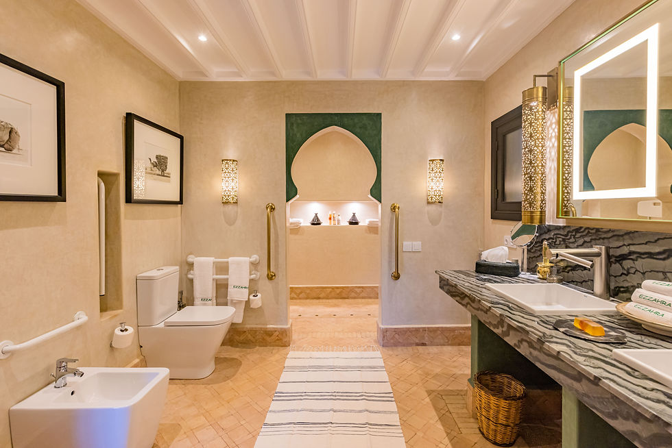 Bathroom at VIlla Azeer. And yes, that is the entrance to the double shower - Courtesy of Ezzahra Estate