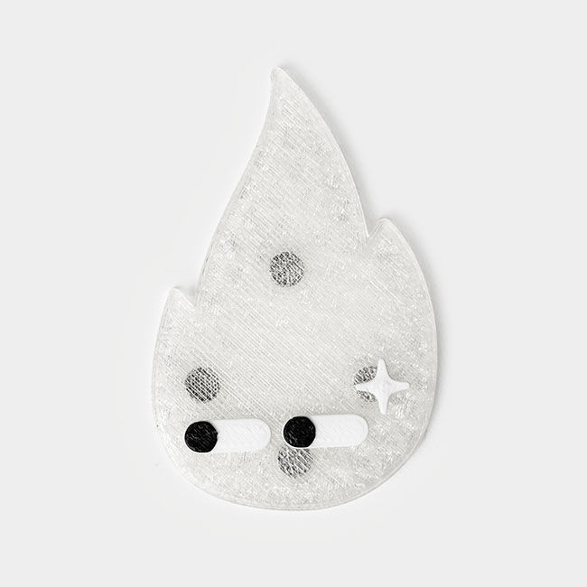 Thumbnail: transparent 3d printed magnets in an abstract flame shape, eco friendly magnets for the fridge, office decoration