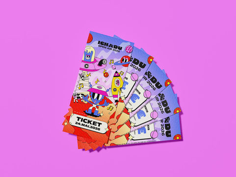 Colorful ticket design for ICH & DU Open Air 2026