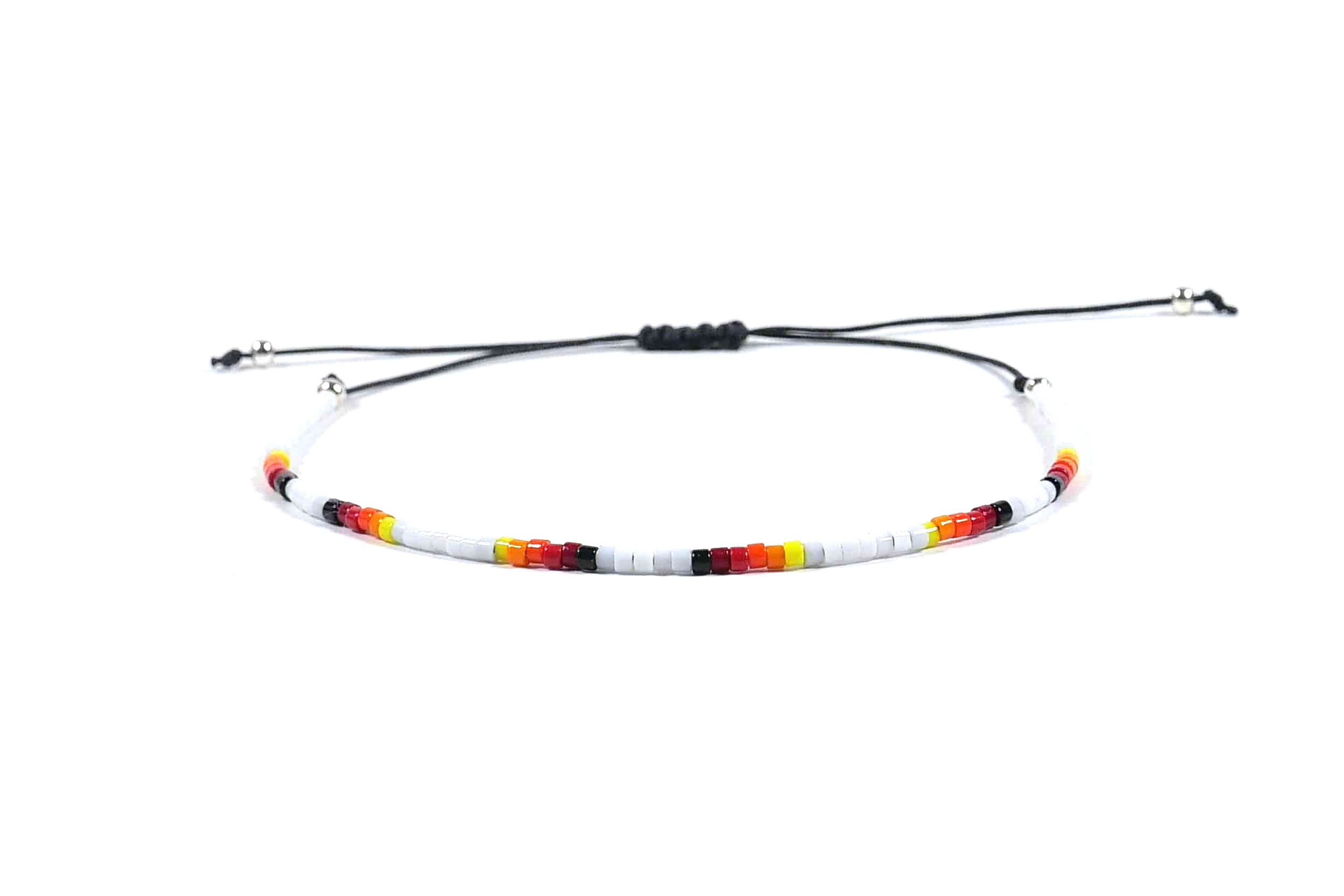Freundschaftsarmband mit bunten Miyuki Perlen, Hauptfarbe weiss, Ansicht 1