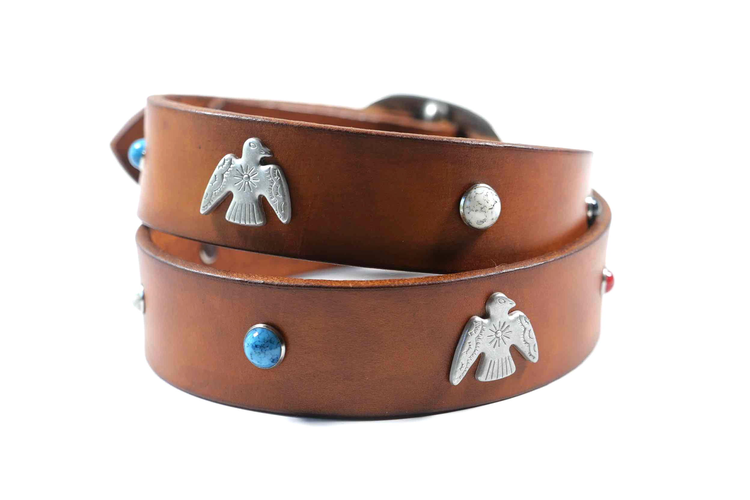 Brauner Ledergürtel mit Nieten im Südwestlichen Stil, Ansicht 1