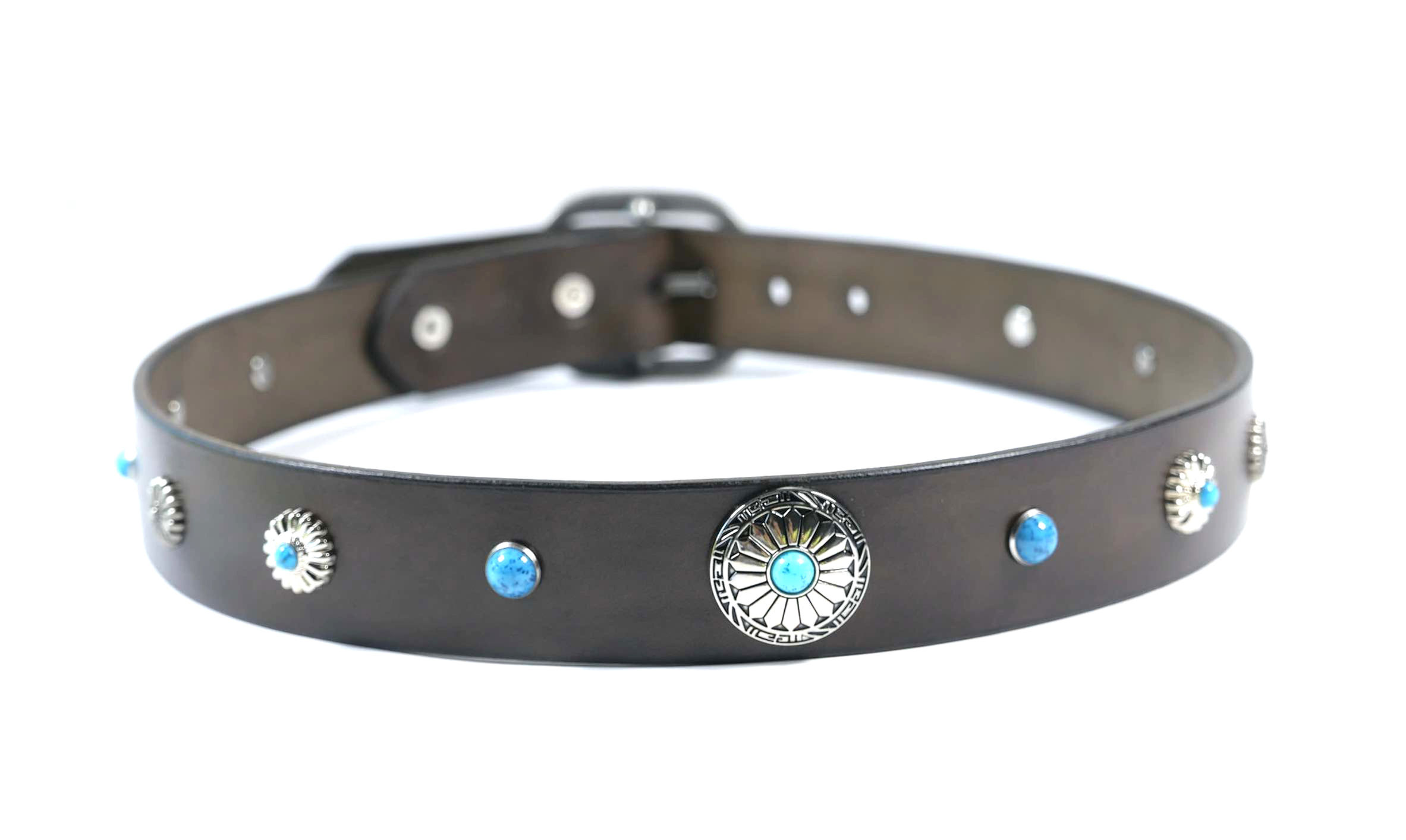 Brauner Ledergürtel mit Nieten im Südwestlichen Stil, Ansicht 2