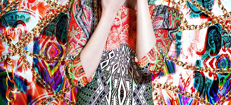 Model in Vibrant Pattern