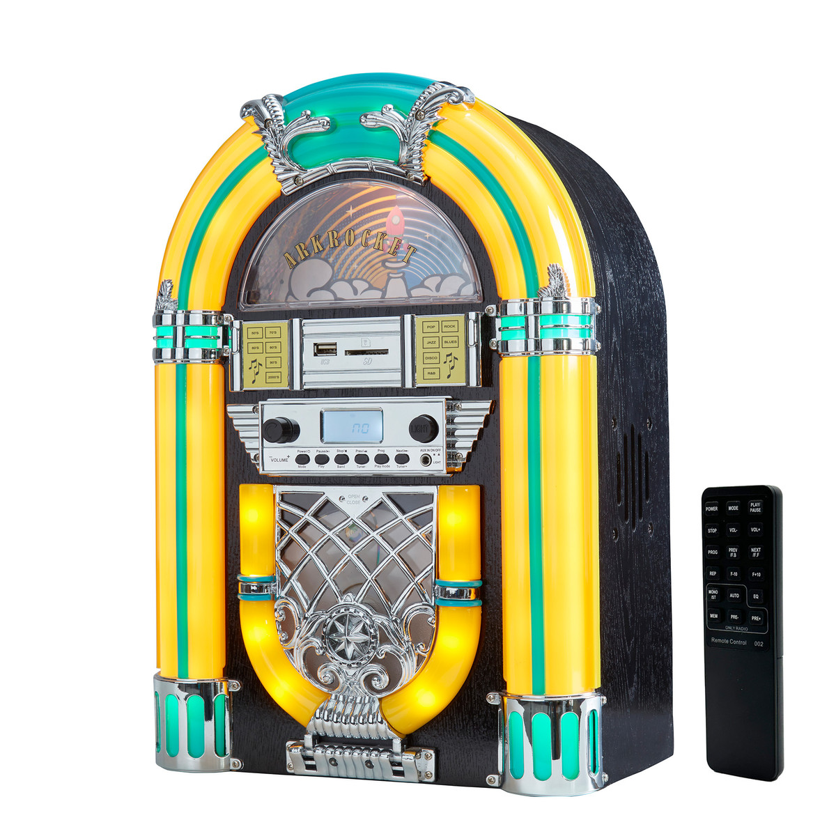 Athena Mini Jukebox / Tabletop CD Player / Bluetooth Speaker (Yellow / Black)
