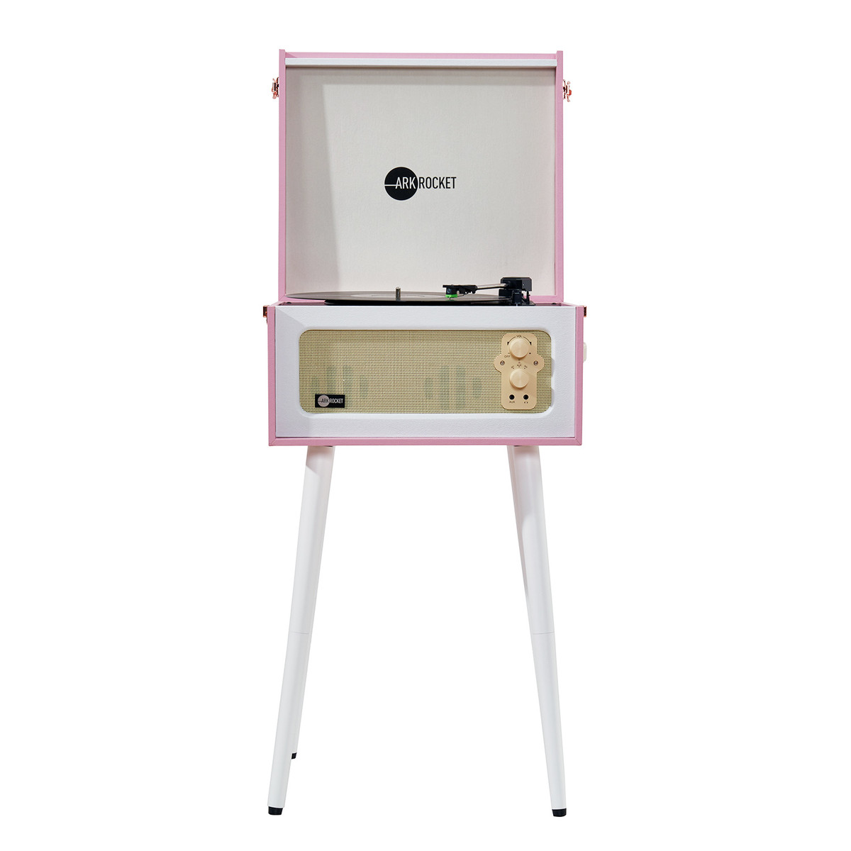 Discovery II Bluetooth Record Player Stand with 3-Speed Turntable - Pink / White