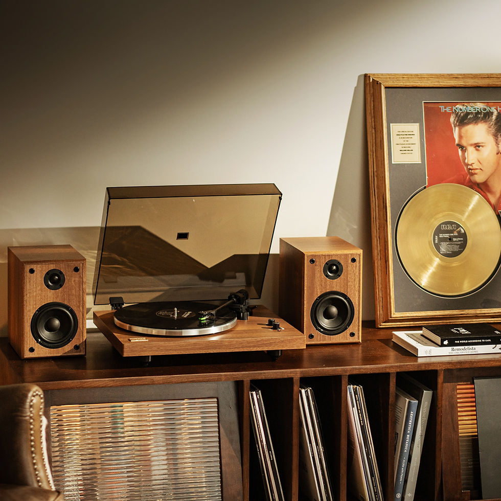 Thumbnail: Cassini Bluetooth Vinyl Turntable Record Player 40Watt Stereo Bookshelf Speakers