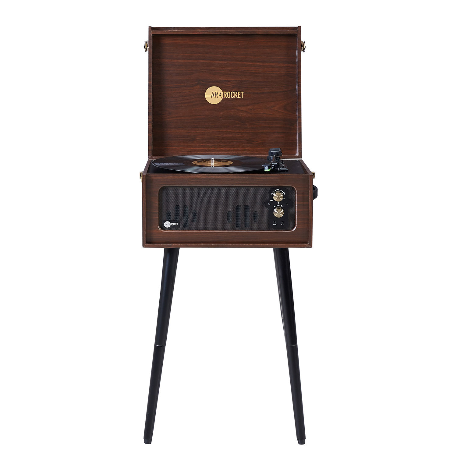 Discovery II Bluetooth Record Player Stand with 3-Speed Turntable (Espresso)