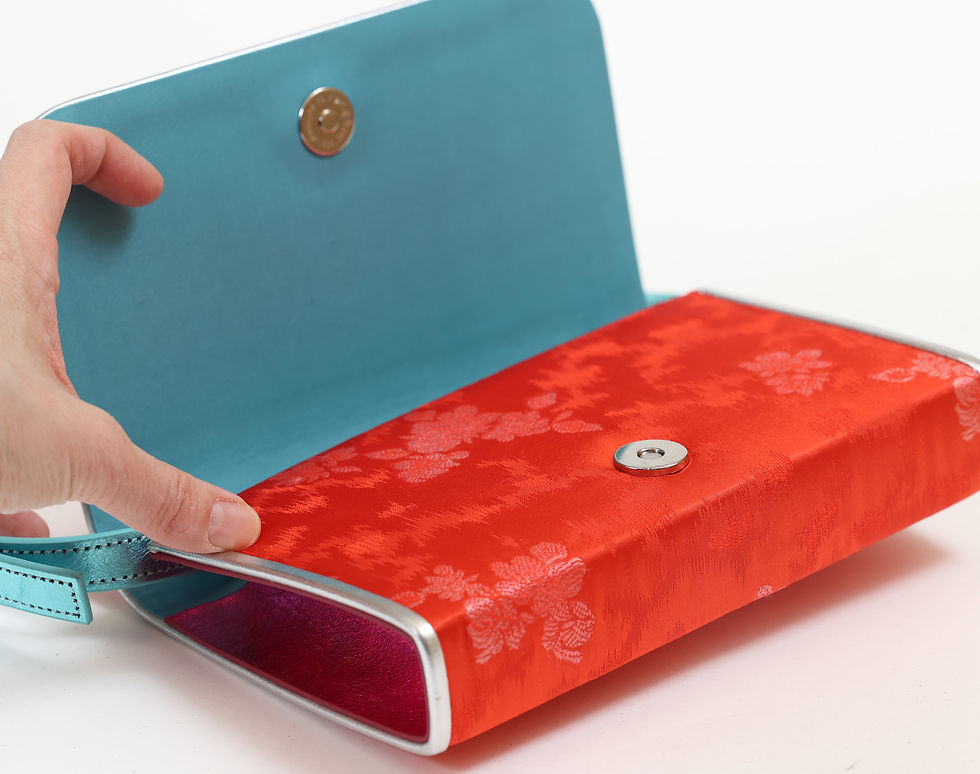 Thumbnail: Perla in Red with Fuchsia/Silver or Silver/Green Leather