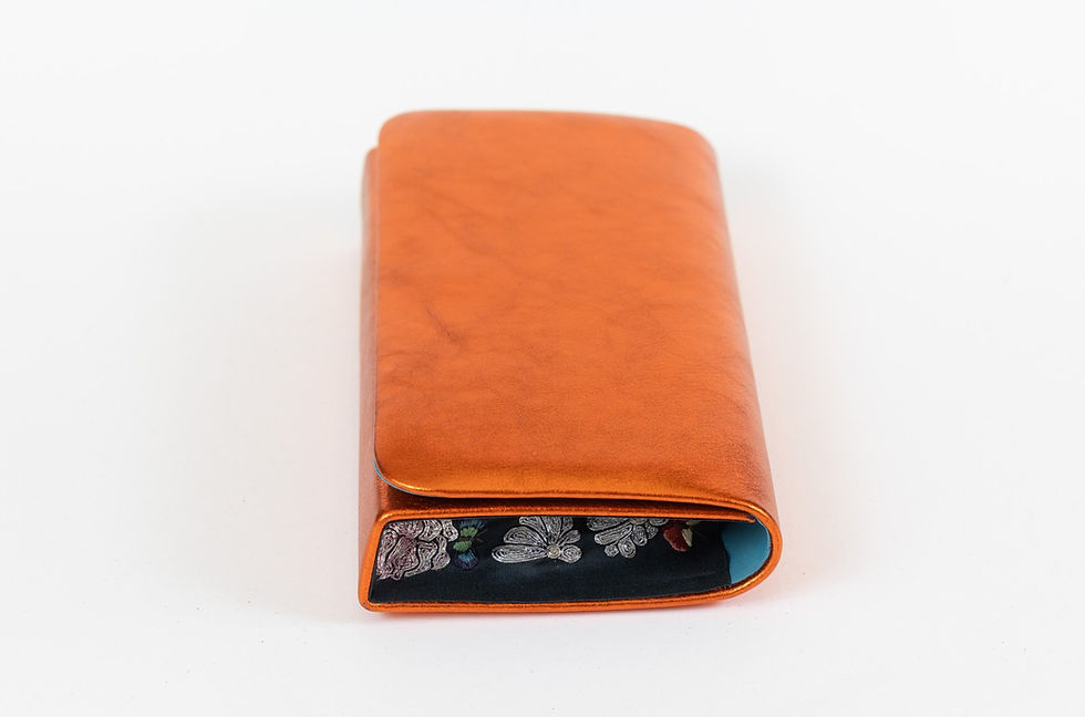 Thumbnail: Isabel Moon Capsule Collection in Orange Leather with Silver Flower Embroidery