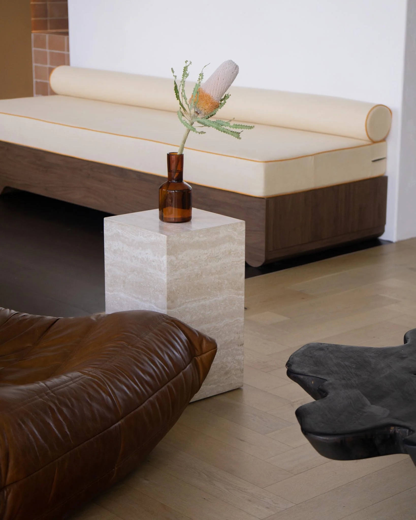View of Cream Travertine | Vinyl Stone