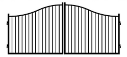 Arched steel driveway gate with vertical pickets – ornamental gate design Jacksonville FL