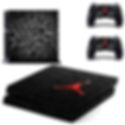 A black PS 4 skin with the red silhouette of a NBA player jumping