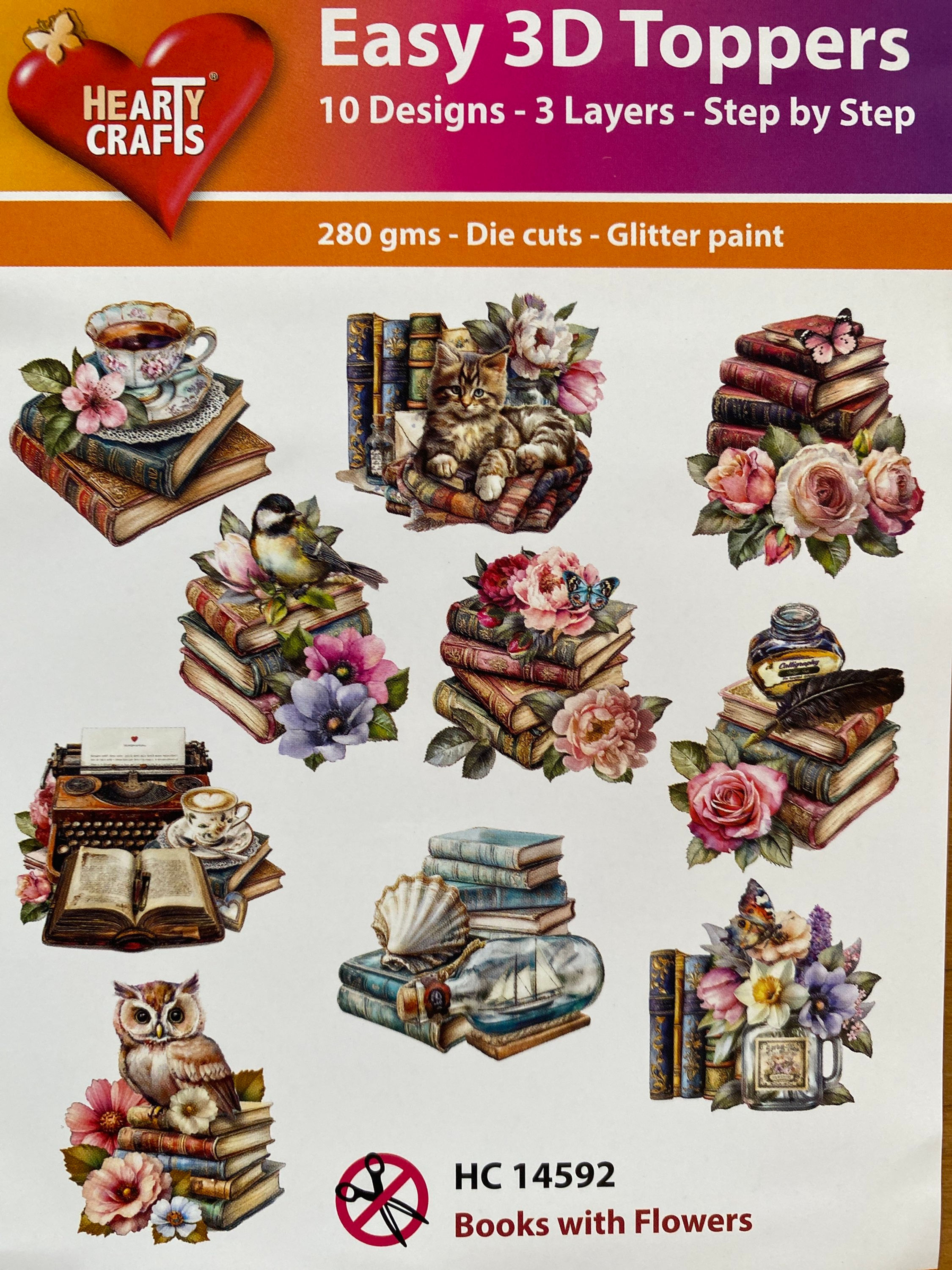 Easy 3D Toppers - Books with Flowers