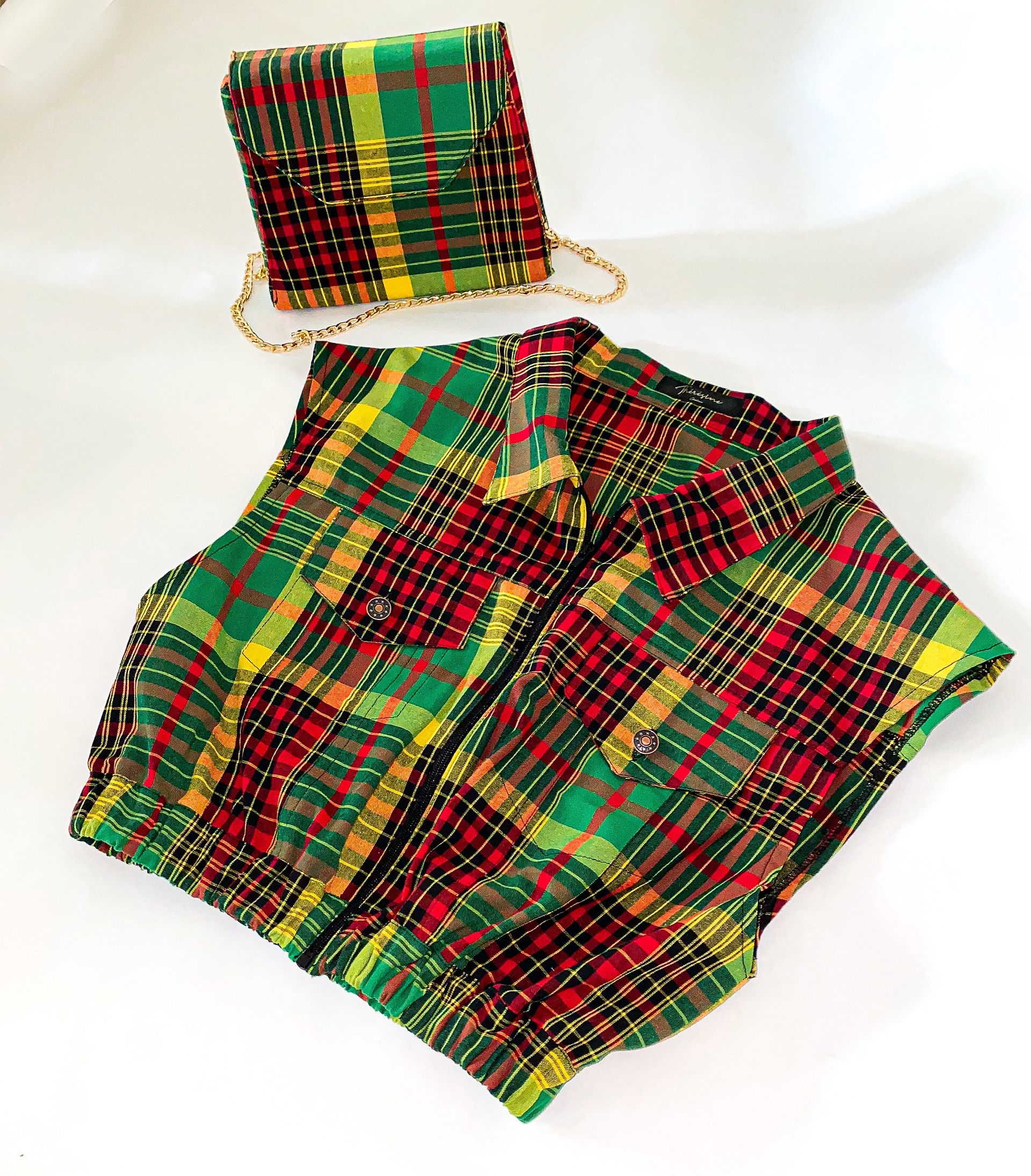 Chemise rétro zippée en madras