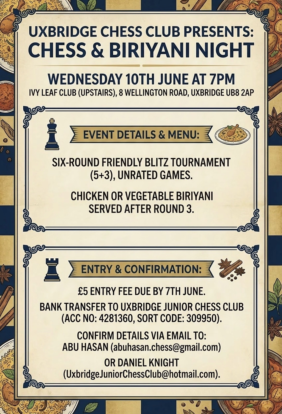 Blitz Chess Comp & Biriyani 