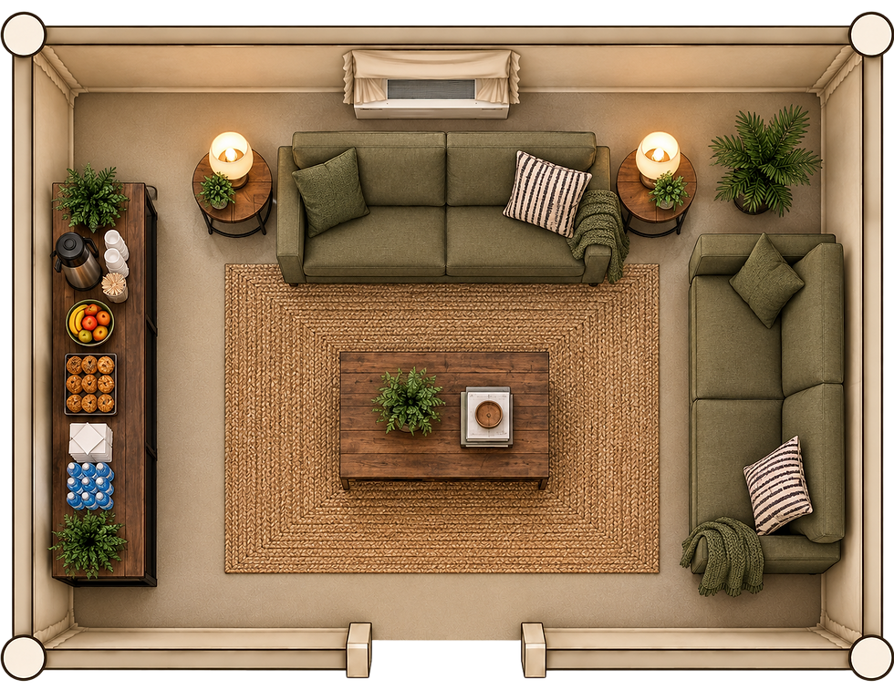 Floor Plan of the Bunk House used as a green room