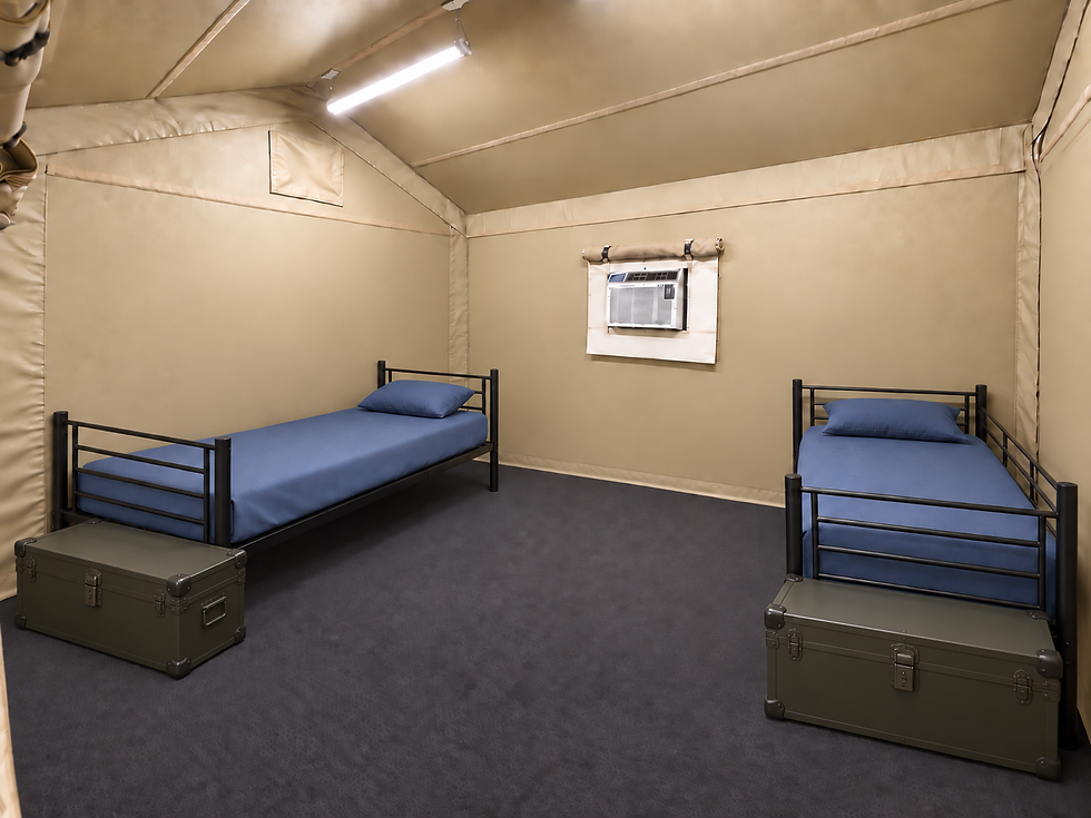 Two single beds inside a bunk House