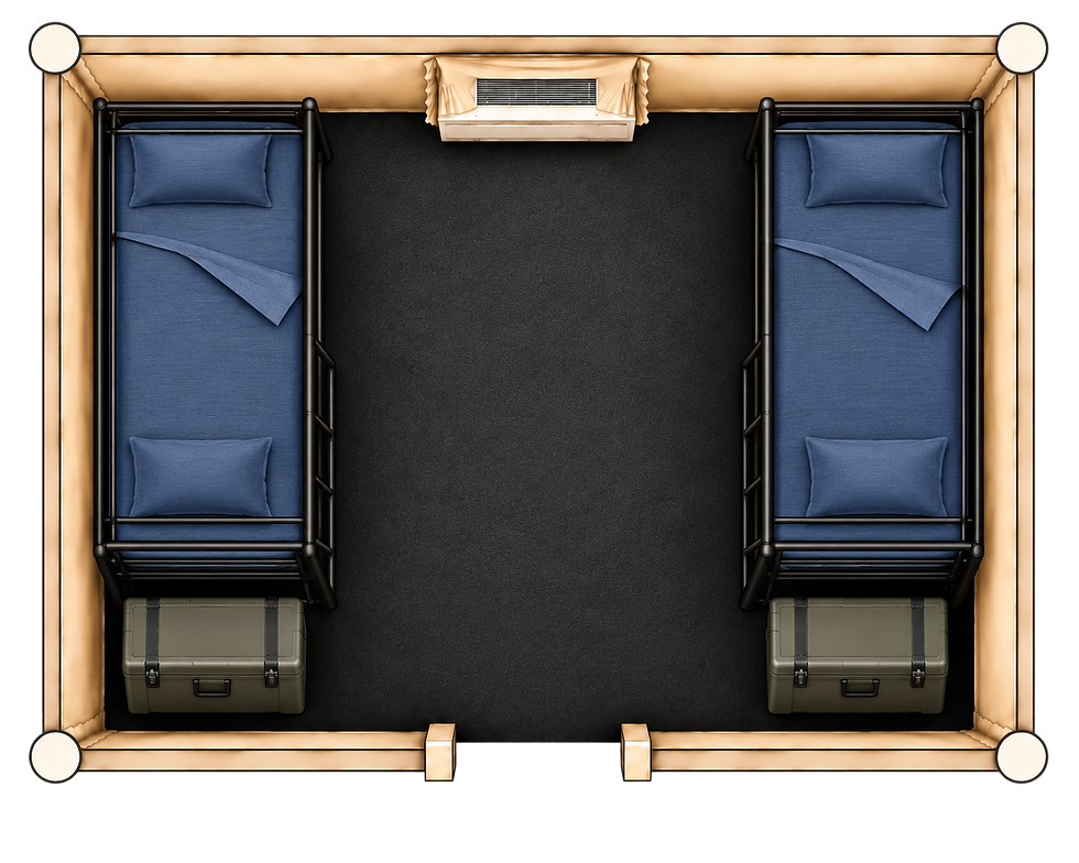 Floorplan of bunk beds inside a Bunk House