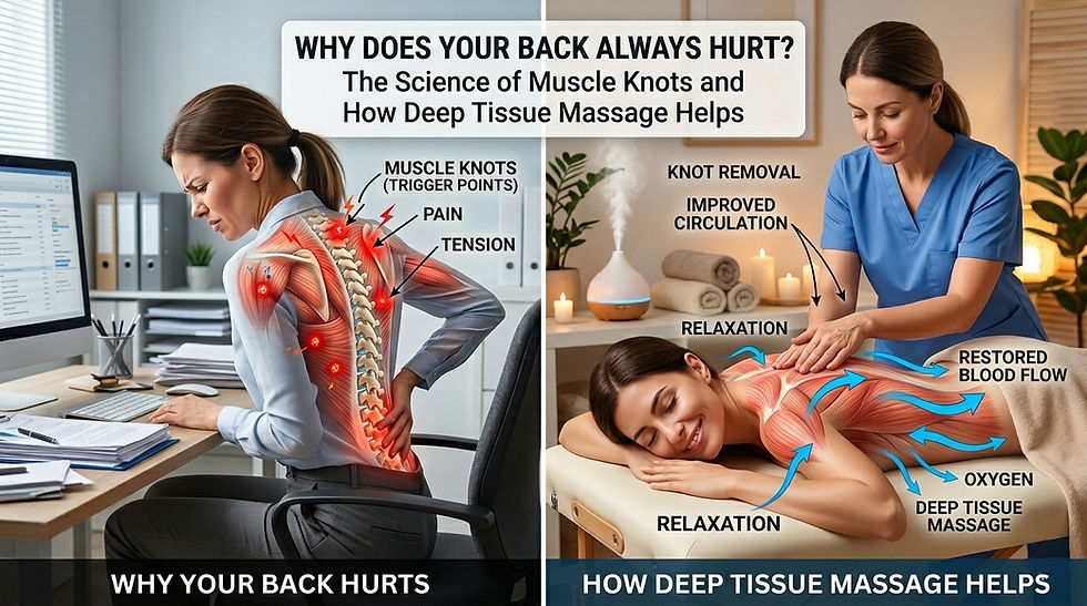Why Does My Back Always Hurt? The Science of Muscle Knots and How Deep Tissue Massage Helps
