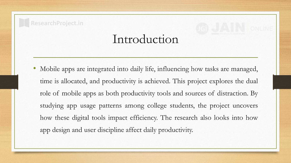 Introduction slide for Jain Online University MCA capstone project video presentation.
