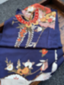 Golden Navy Butterfly Kimono/蝶々の着物