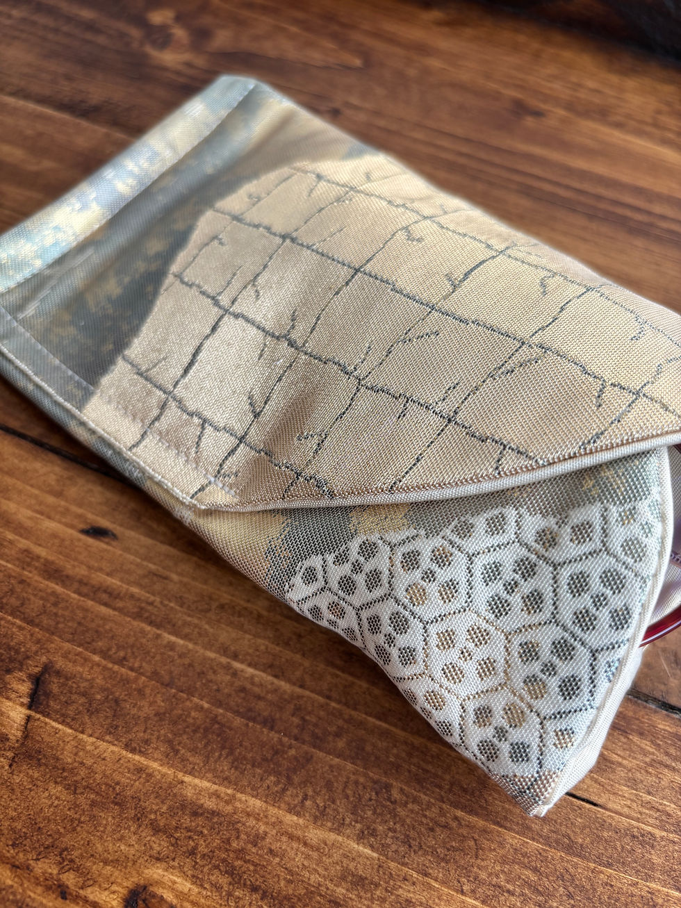 Golden Cloud Hexagon Vintage Silk Kimono Glasses Case / 金雲亀甲 眼鏡ケース