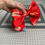 Thumbnail: Red Floral Vintage Silk Kimono Ribbon Bow Hair Clip/赤のリボンクリップ