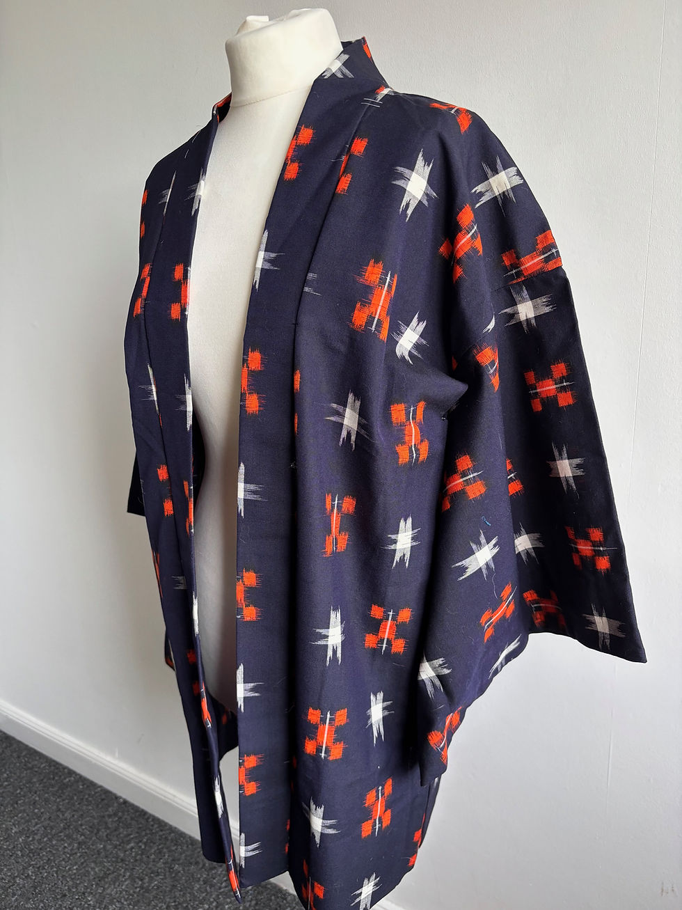 Thumbnail: Navy Checkered – Vintage Wool Haori Jacket / 市松文様の羽織ジャケット