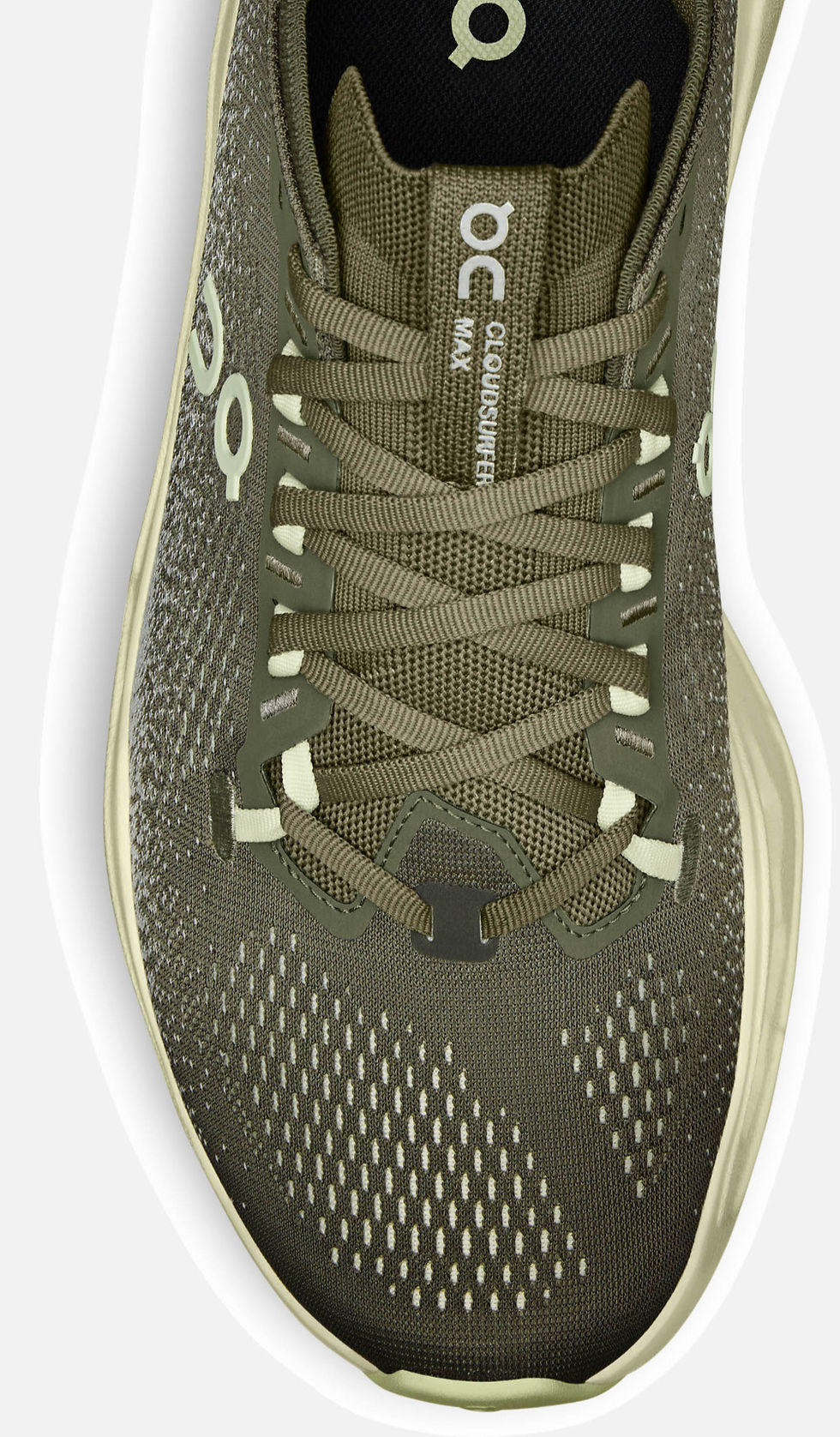 Thumbnail: On Cloudsurfer Max Men's Sneaker olive, seedling upper lacing