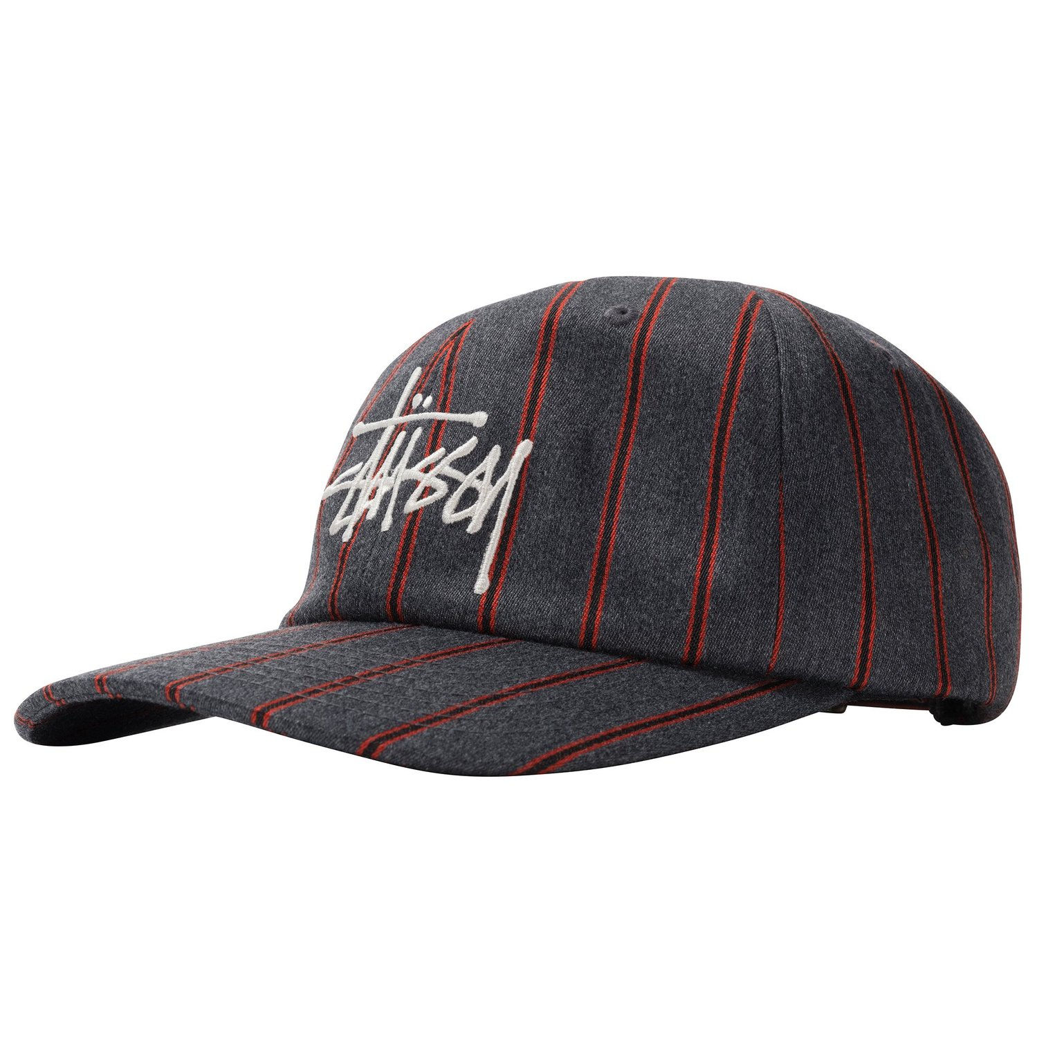 Stussy BIG LOGO STRIPED Cap | charcoal