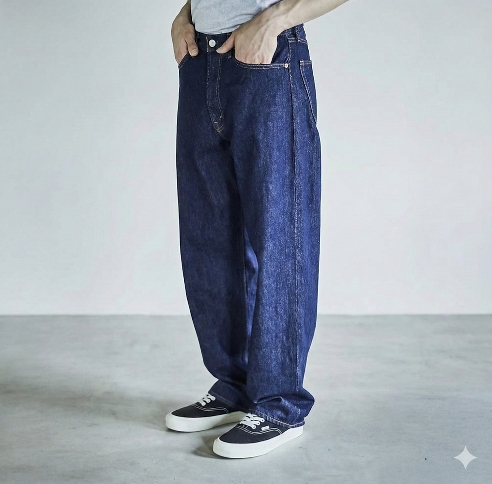 Thumbnail: orSlow Dad's Fit Denim 1010W 1 Wash (Color 81) on model side