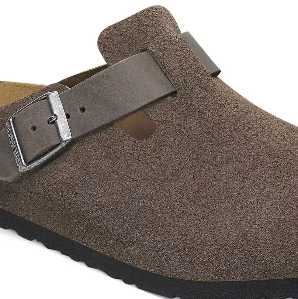 Thumbnail: Birkenstock Boston BS Mixed Leather in concrete grey suede detail