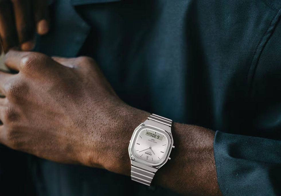 Casio Vintage Watch AQ240E-7A in silver on model wrist