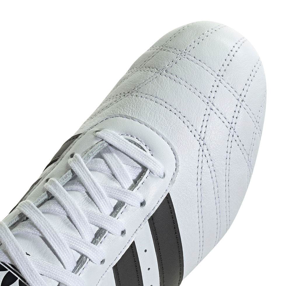 Thumbnail: Adidas Women's Taekwondo Lace Sneakers JS1194 in white leather with black stripes toe detail