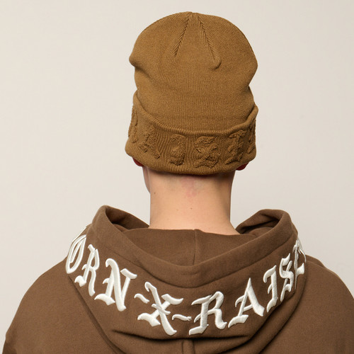 Born X Raised Tonal Knit Beanie | brown | Evolve Clothing Gallery