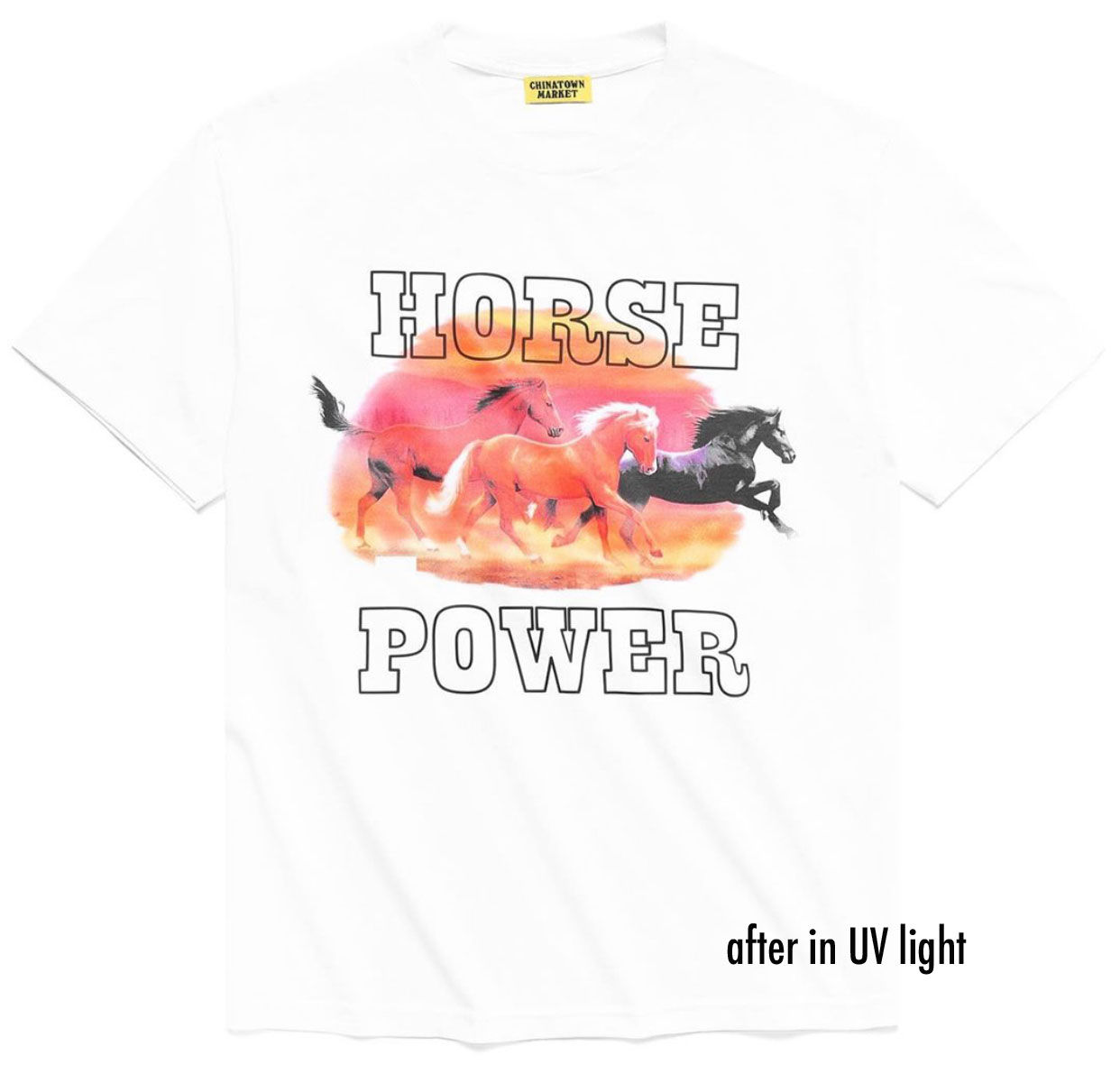 Chinatown Market X Round Two HORSE POWER UV T-Shirt | white