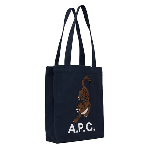 【送料&関税込】A.P.C. Printed Canvas Lou Shopping Bag A.P.C. Lou Tiger Tote Bag | navy | Evolve Clothing Gallery