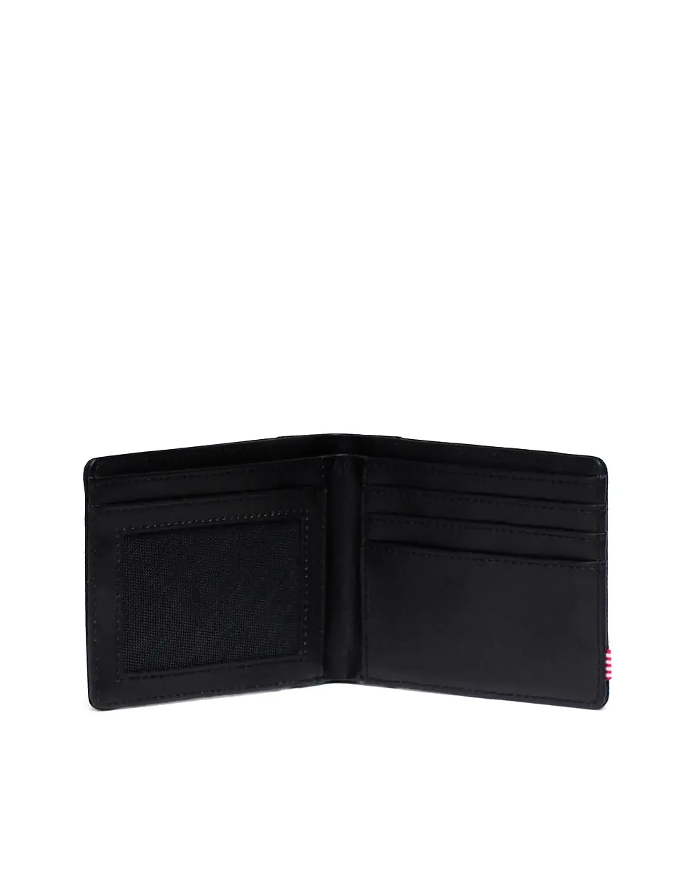 Herschel Hank Bi-fold Wallet in Black Tonal Black Leather inside leather
