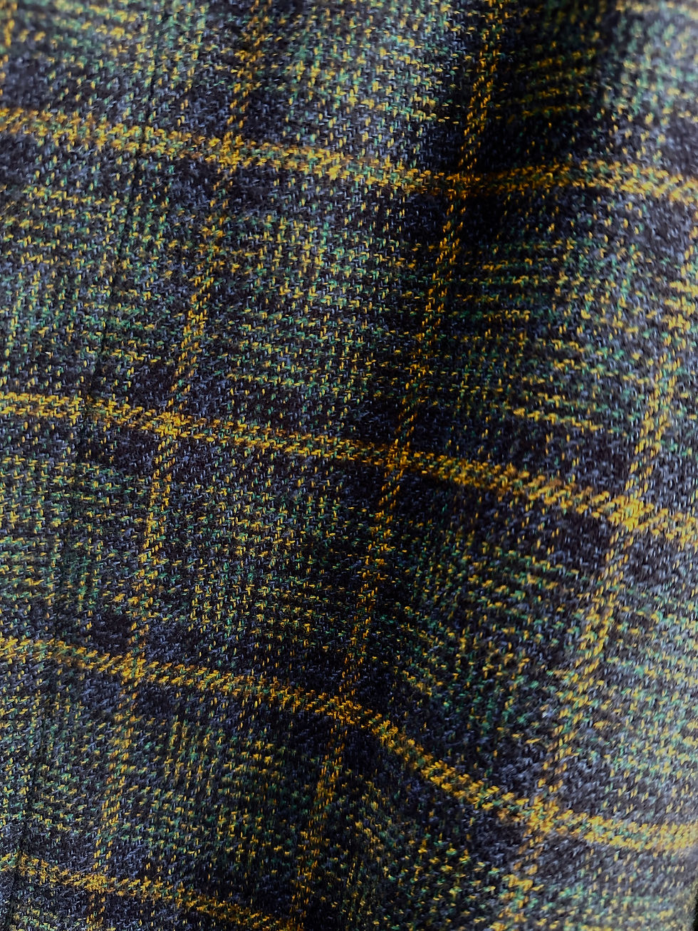 Lite Year Tweed Car Coat in navy tweed fabric close up detail