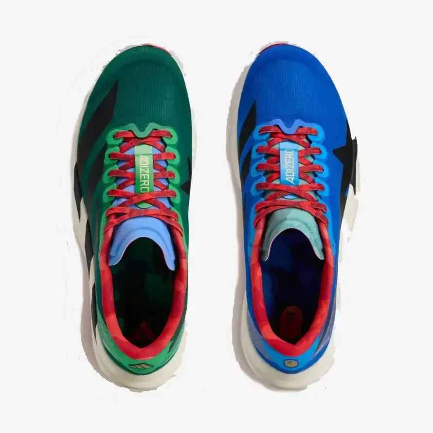 Thumbnail: Adidas X BAPE EVO SL Sneakers in blue, green pair upper construction