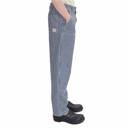 A.P.C. Gustav Cotton Carpenter Pant | white/blue stripe | Evolve