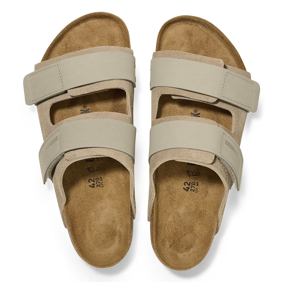 Birkenstock UJI Sandal in taupe suede upper detail