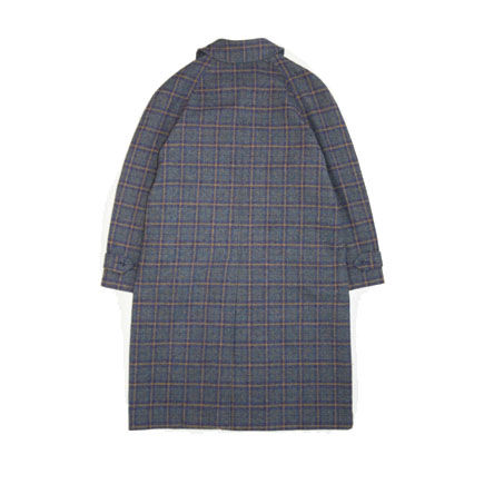 Lite Year Tweed Car Coat in navy tweed back detailed lay flat