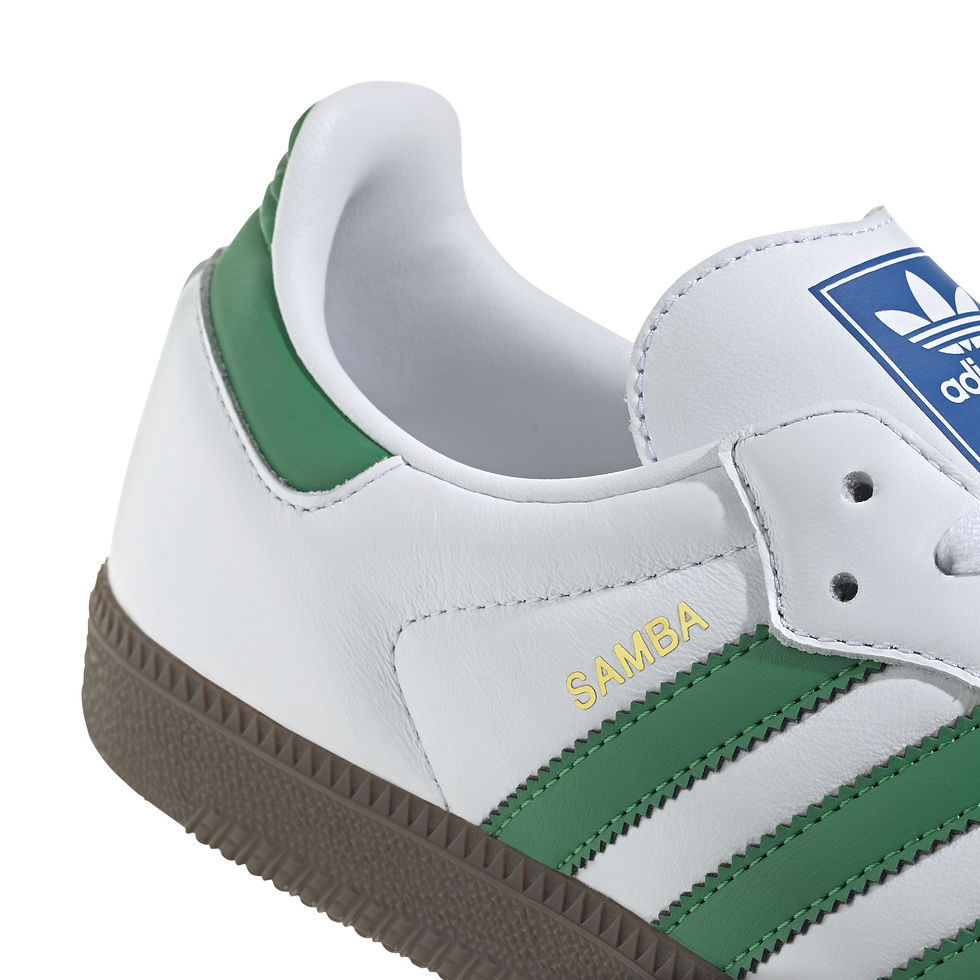 Thumbnail: Adidas Samba OG Men's Sneakers IG1024 in core white, green stripe detail