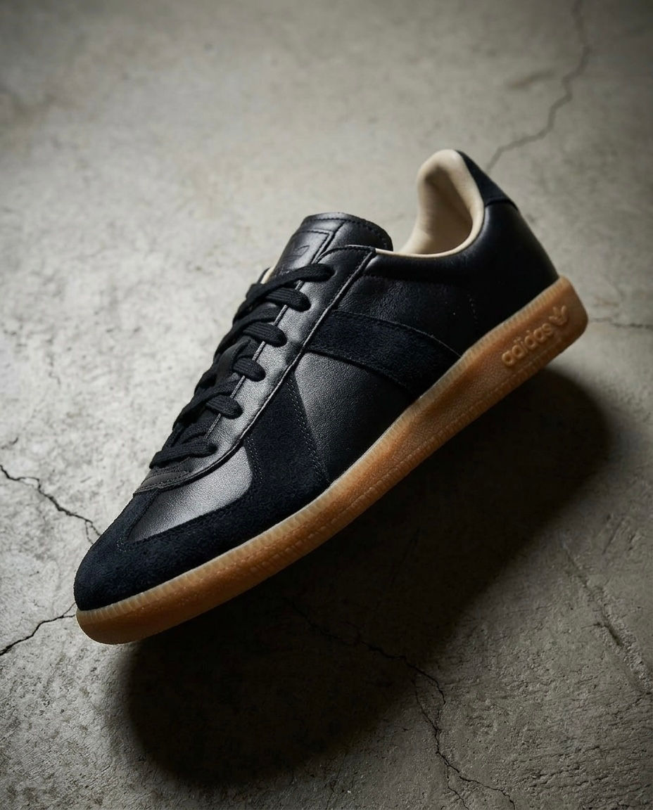 Adidas BW Army Sneakers KK2802 in core black, gum sole outer side leather design on slate pallette