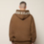 Born X Raised Embroidered Hoodie in walnut and cream on model back