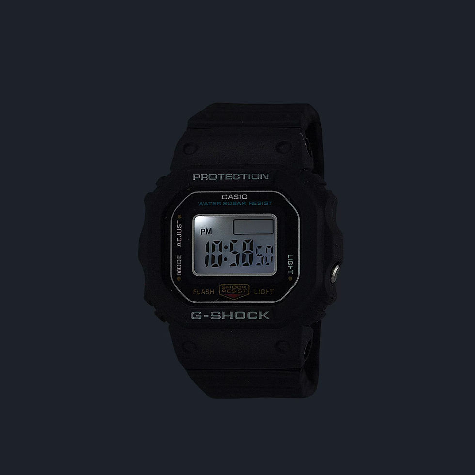 Casio Ring Watch DWN5600-1 in black in dark light