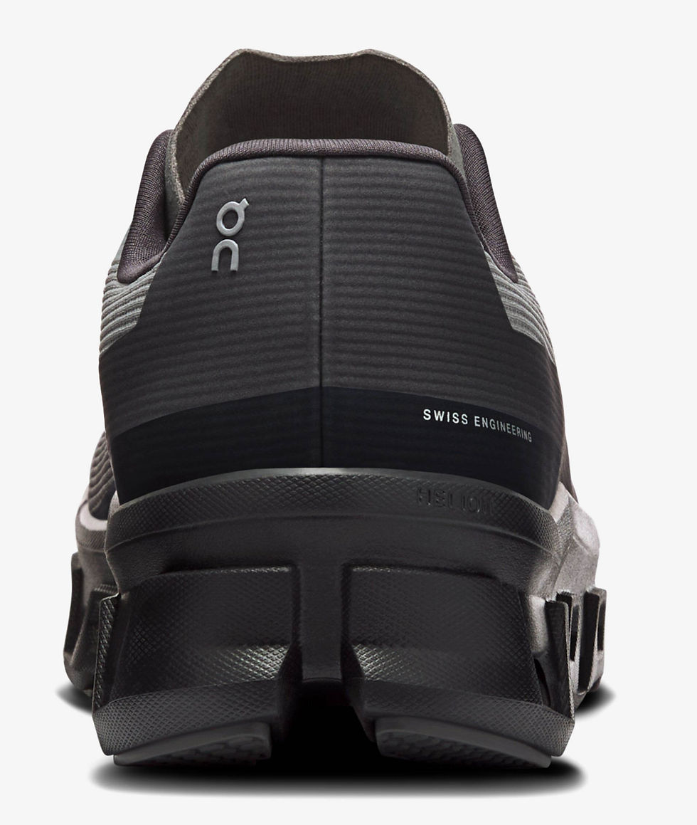 Thumbnail: On Cloudmonster Void Men's Sneakers in alloy, black back heel design